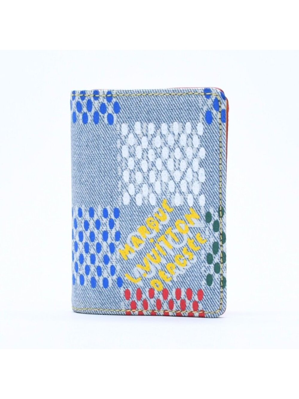 Louis Vuitton Card Case Bifold Indigo Blue Yellow Pocket Organizer